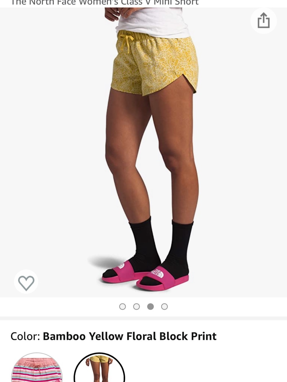 The North Face Bamboo Yellow Floral Running Shorts